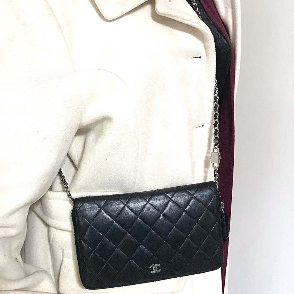 Authentic Chanel Wallet with Added Chain - Comes with Box and Card